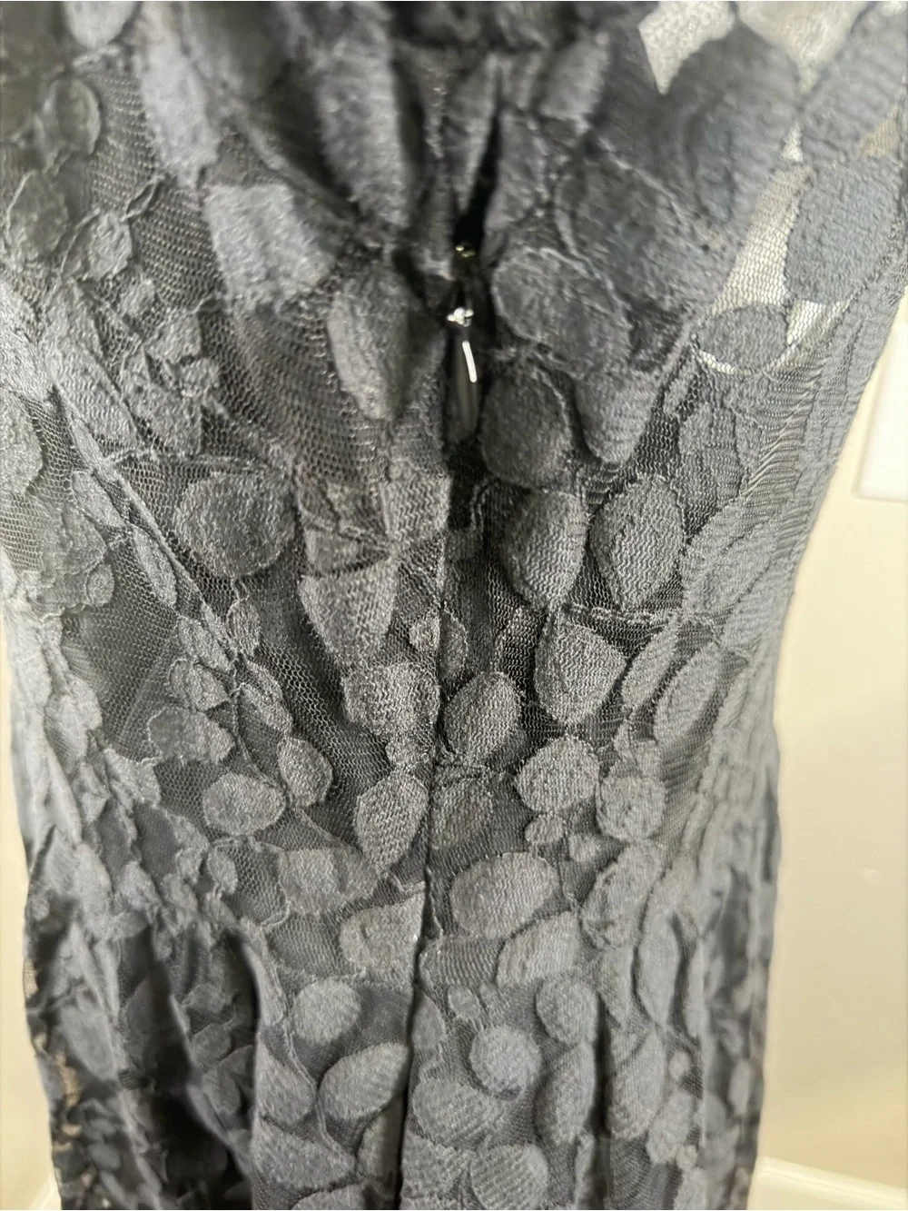 Free People Women’s Size 12 Black Lace Fit & Flare Dress Sheer 3/4 Sleeve Boho